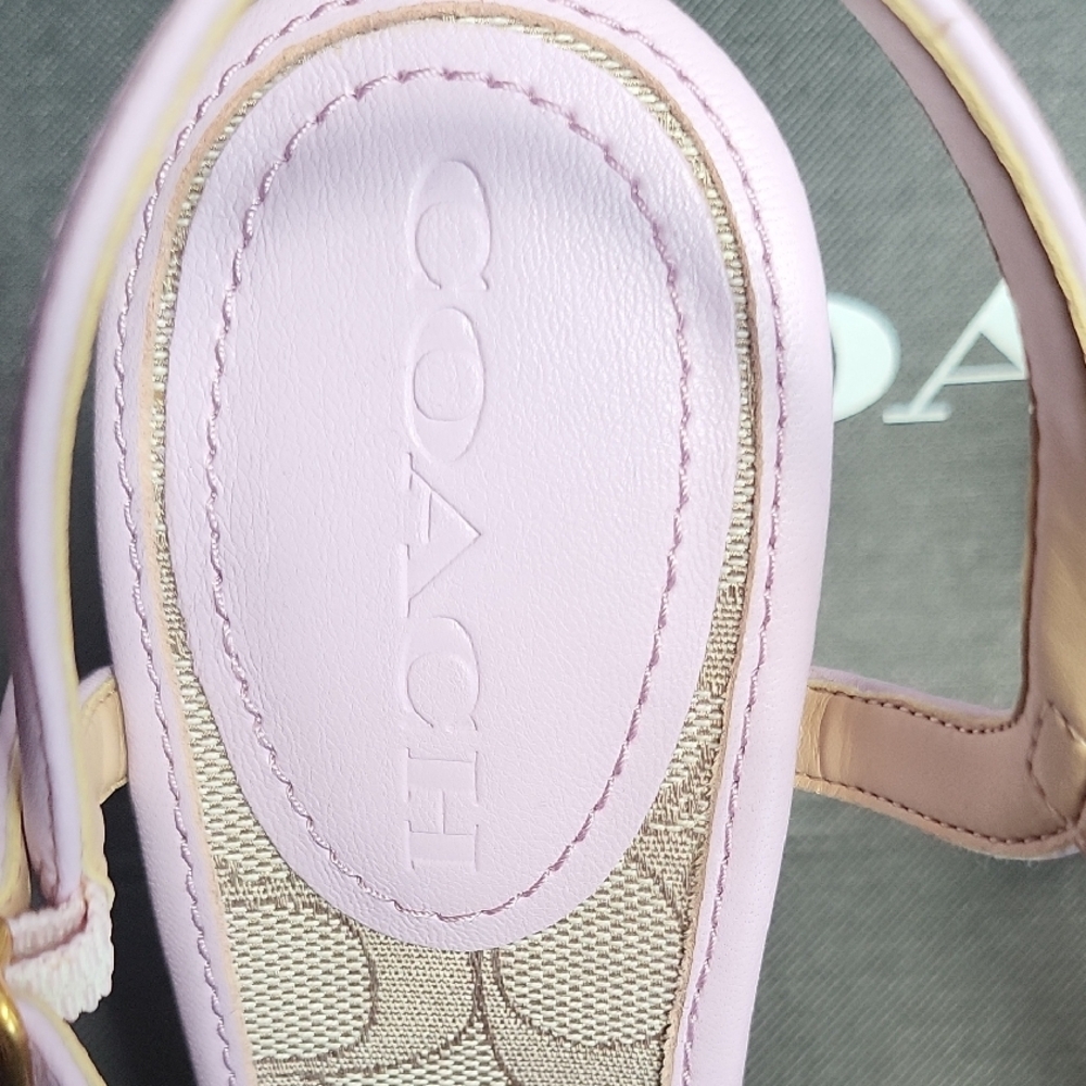 Coach Pink Signature Canvas Strappy Sandals - Picture 2 of 9